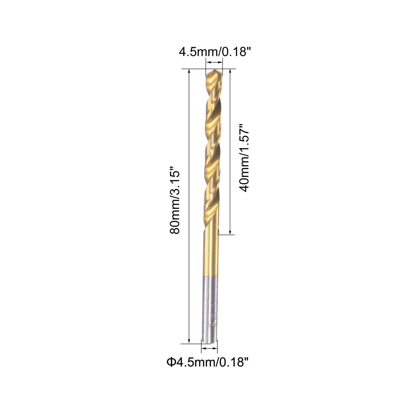 uxcell Uxcell High Speed Steel Twist Drill Bit 4.5mm Fully Ground Titanium Coated 2 Pcs