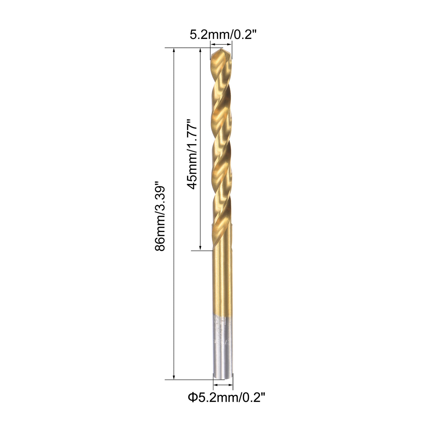 uxcell Uxcell High Speed Steel Twist Drill Bit 5.2mm Fully Ground Titanium Coated 2 Pcs