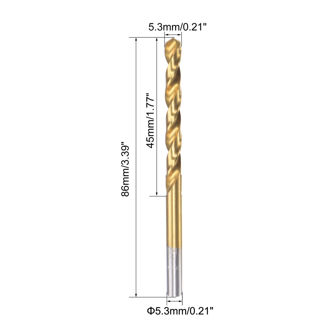 uxcell Uxcell High Speed Steel Twist Drill Bit 5.3mm Fully Ground Titanium Coated 2 Pcs