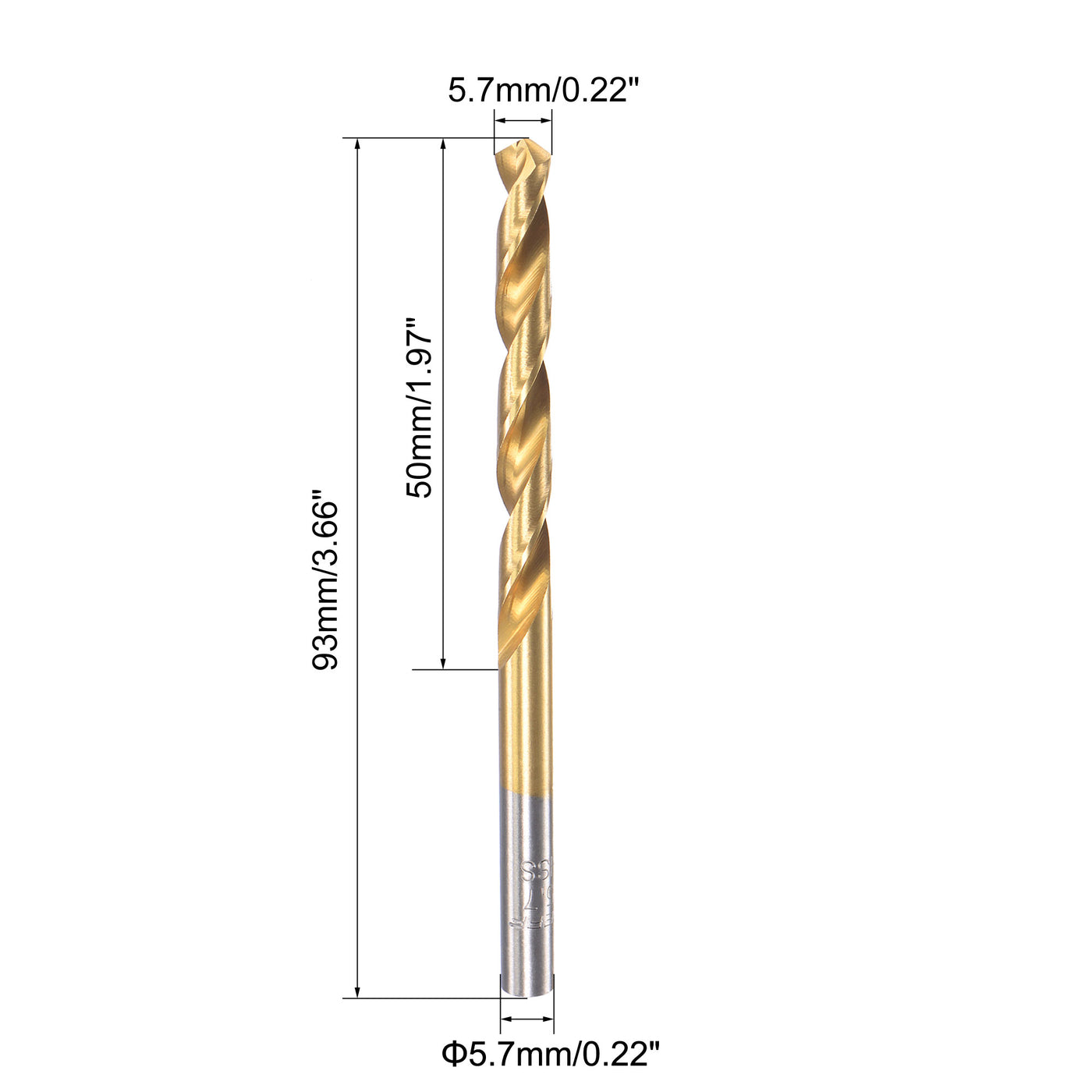 uxcell Uxcell High Speed Steel Twist Drill Bit 5.7mm Fully Ground Titanium Coated 2 Pcs