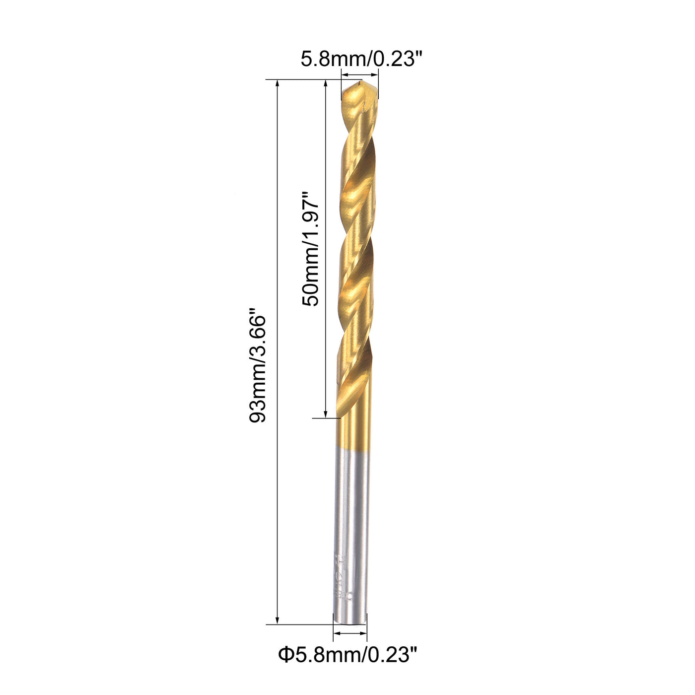 uxcell Uxcell High Speed Steel Twist Drill Bit 5.8mm Fully Ground Titanium Coated 2 Pcs