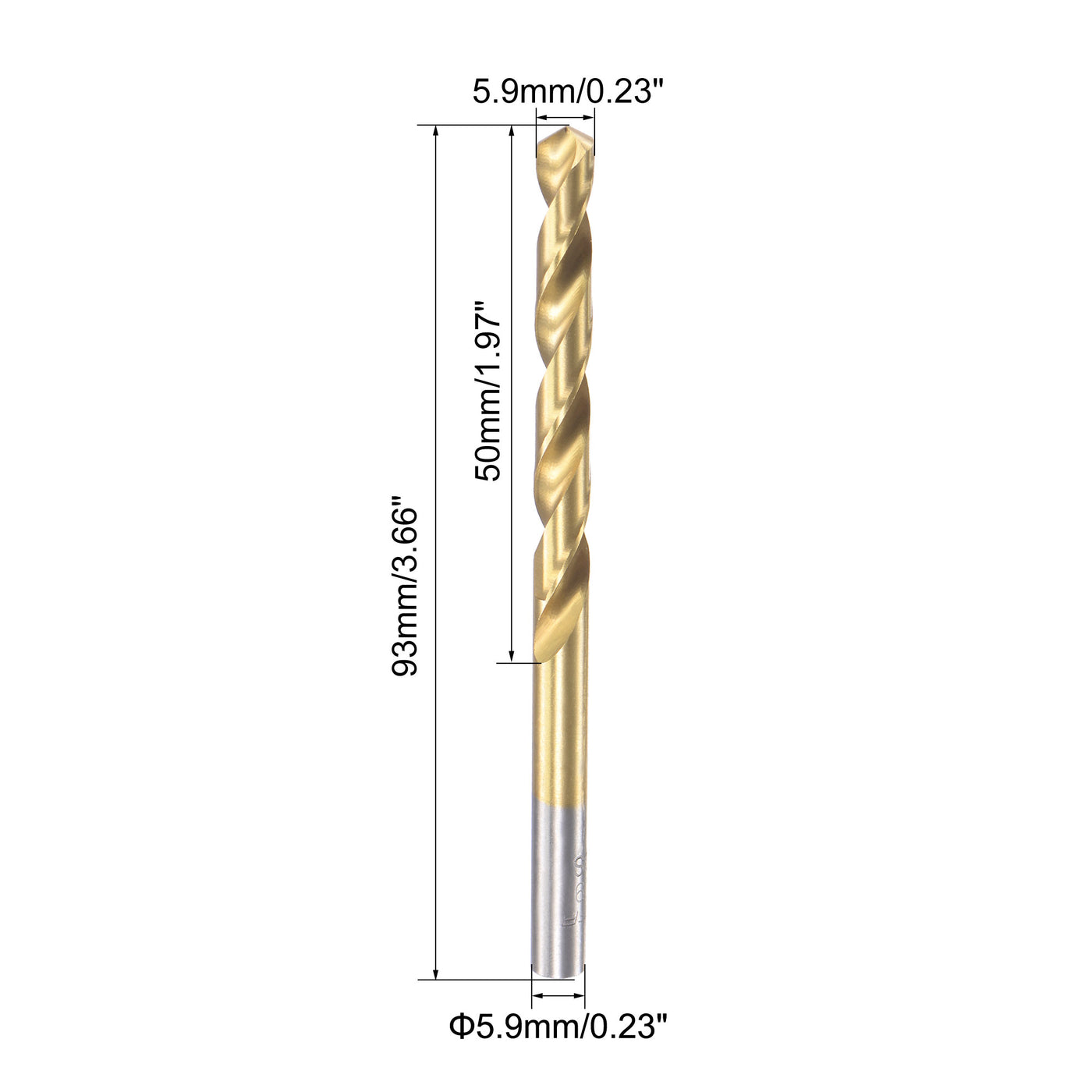 uxcell Uxcell High Speed Steel Twist Drill Bit 5.9mm Fully Ground Titanium Coated 2 Pcs