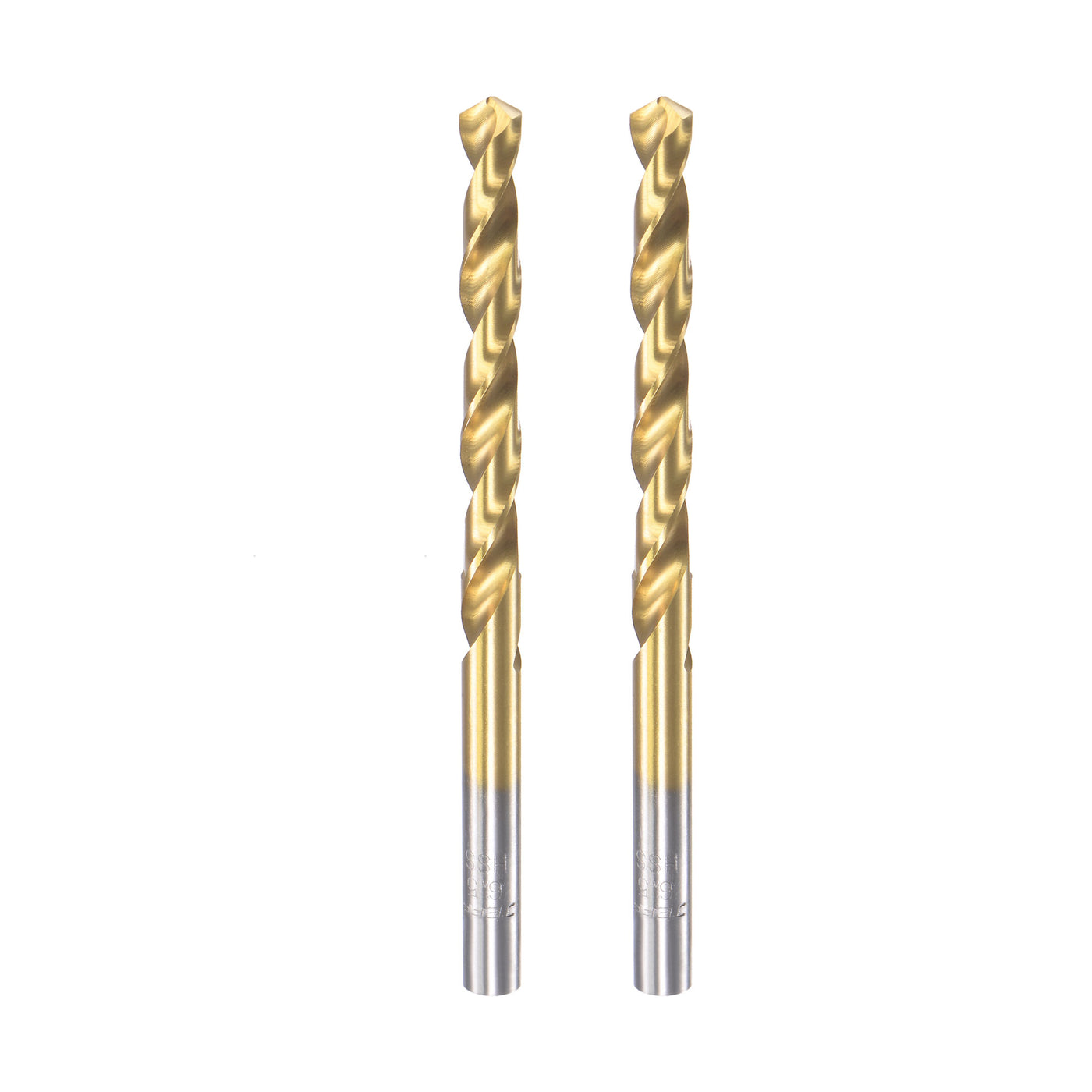 uxcell Uxcell High Speed Steel Twist Drill Bit 6.5mm Fully Ground Titanium Coated 2 Pcs