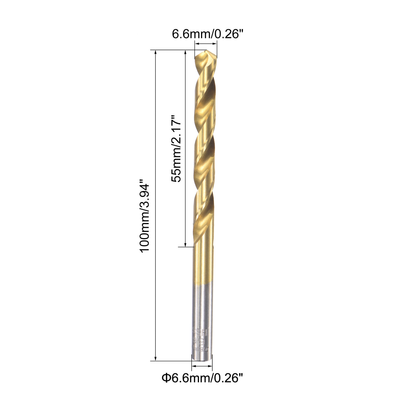uxcell Uxcell High Speed Steel Twist Drill Bit 6.6mm Fully Ground Titanium Coated 2 Pcs