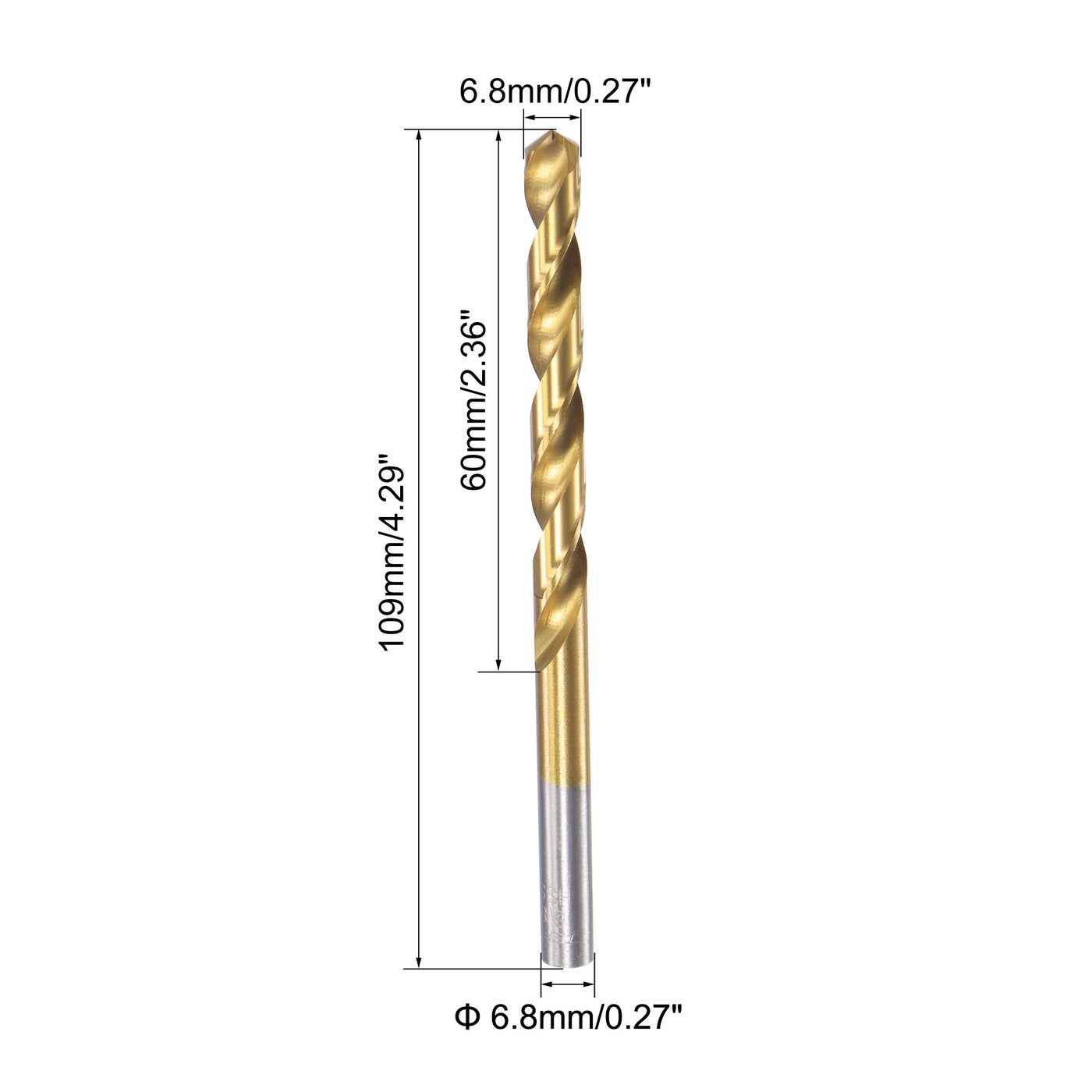 uxcell Uxcell High Speed Steel Twist Drill Bit 6.8mm Fully Ground Titanium Coated 2 Pcs