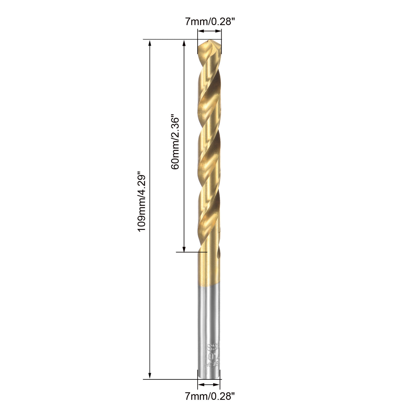 uxcell Uxcell High Speed Steel Twist Drill Bit 7mm Fully Ground Titanium Coated