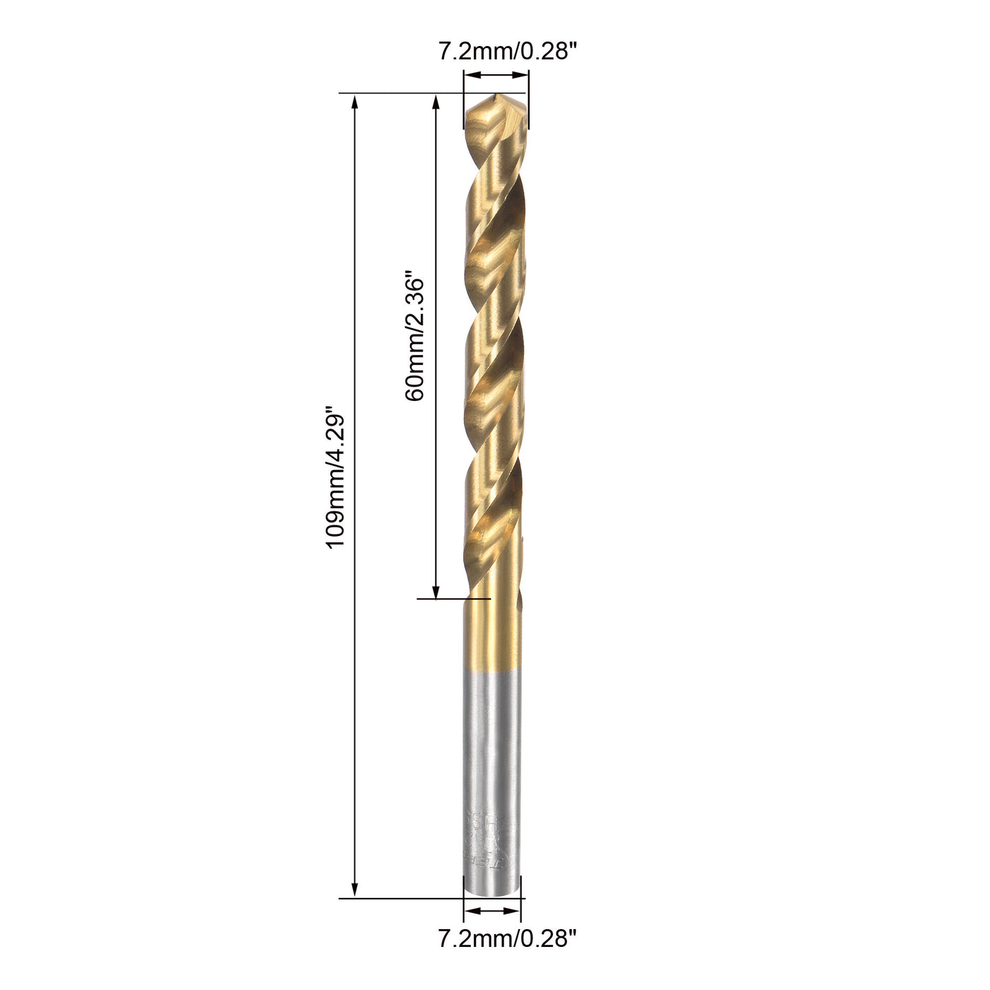 uxcell Uxcell High Speed Steel Twist Drill Bit 7.2mm Fully Ground Titanium Coated