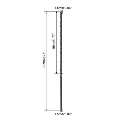 Harfington Uxcell High Speed Steel Lengthen Twist Drill Bit 1.5mm Fully Ground Black Oxide 12Pcs