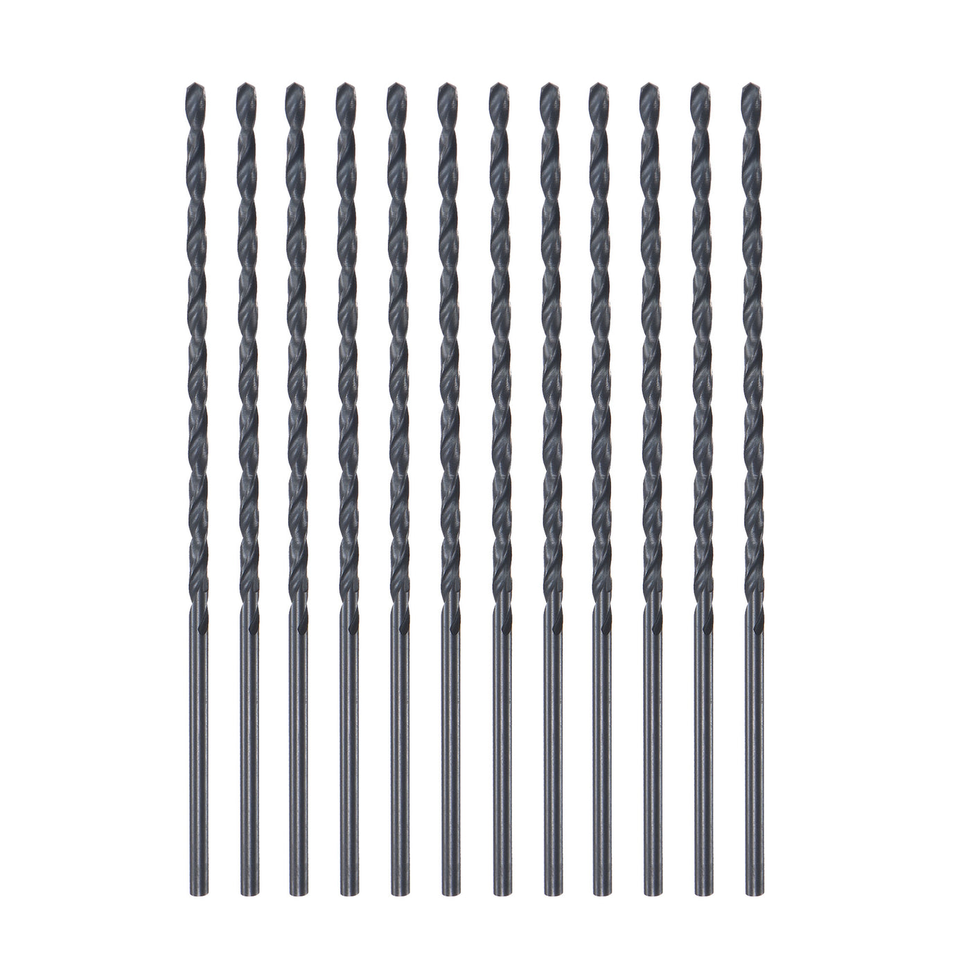 uxcell Uxcell High Speed Steel Lengthen Twist Drill Bit 2mm Fully Ground Black Oxide 12Pcs