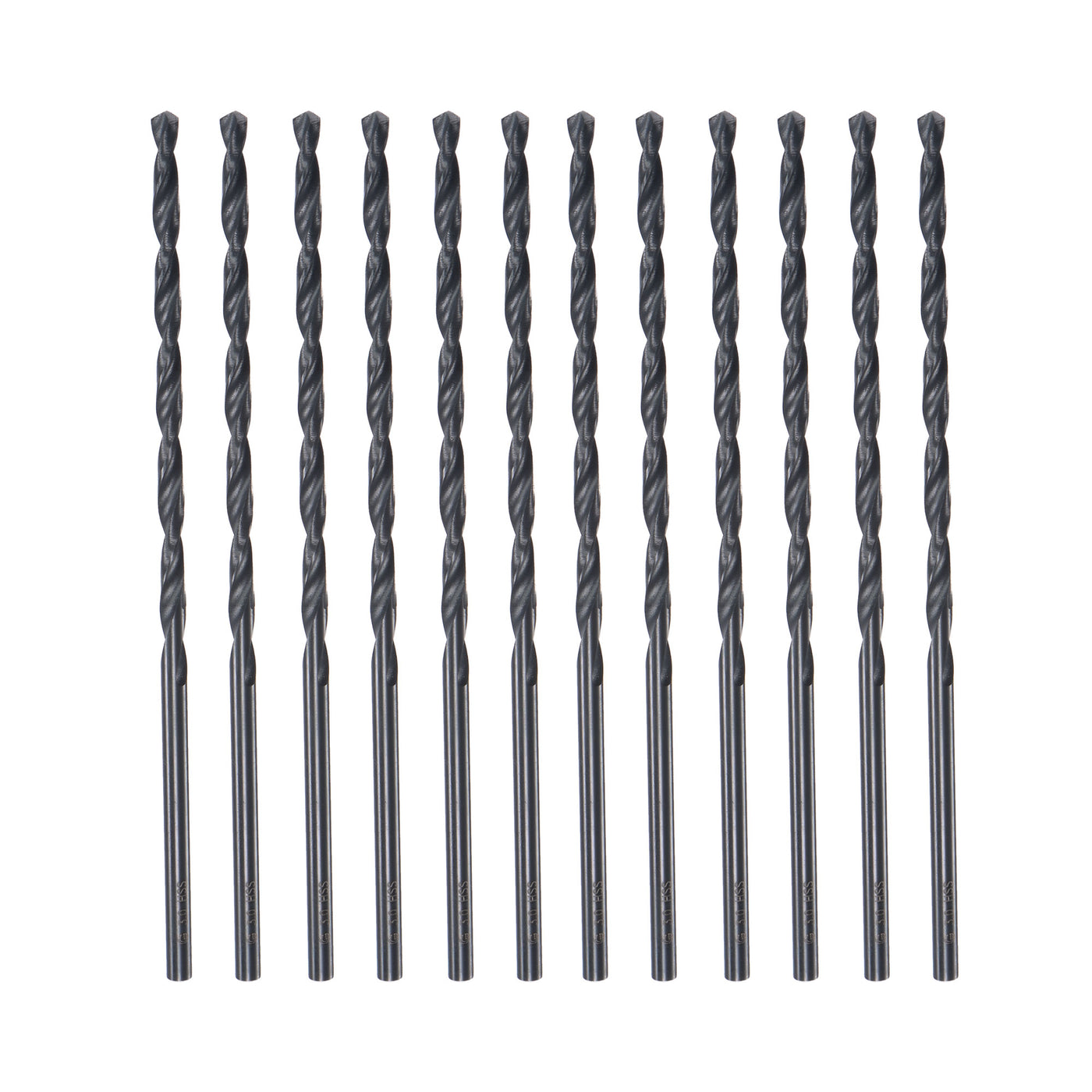 uxcell Uxcell High Speed Steel Lengthen Twist Drill Bit 3mm Fully Ground Black Oxide 12Pcs