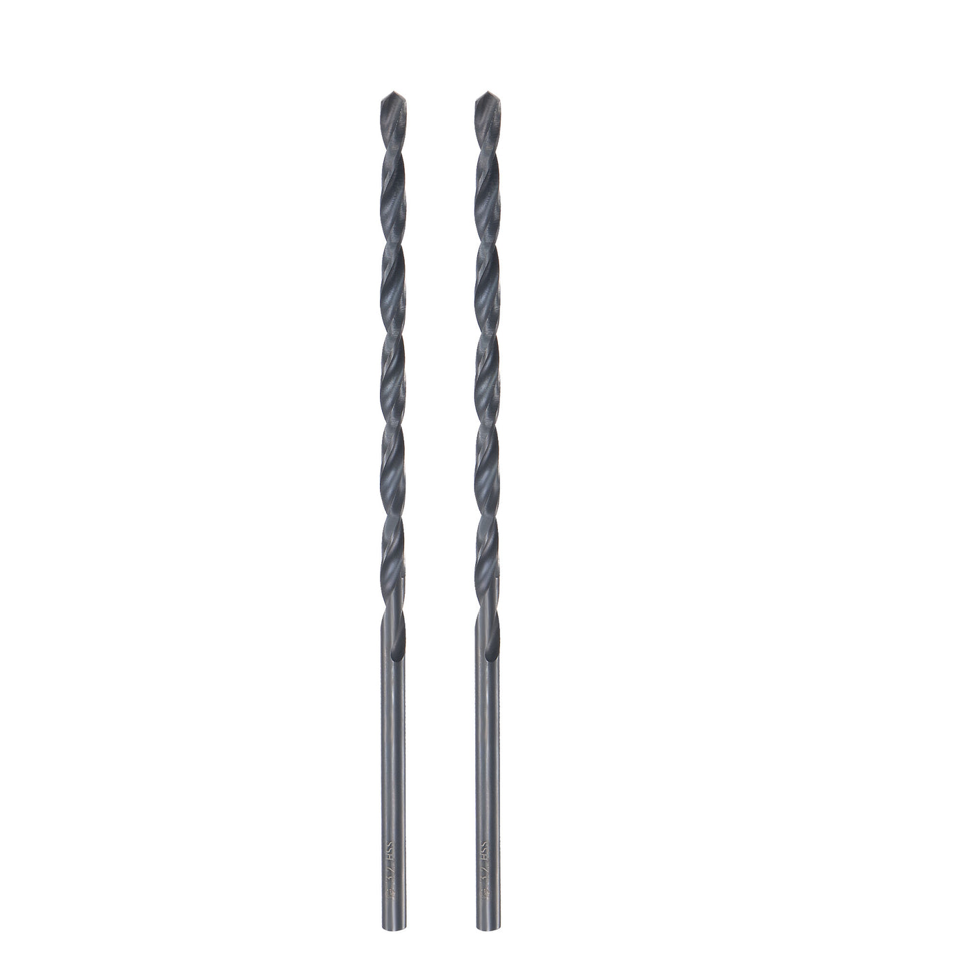 uxcell Uxcell High Speed Steel Lengthen Twist Drill Bit 3.2mm Fully Ground Black Oxide 2Pcs