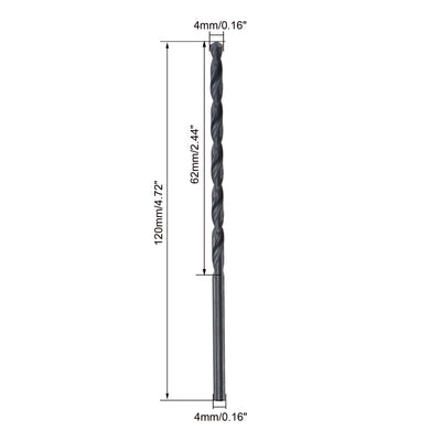 Harfington Uxcell High Speed Steel Lengthen Twist Drill Bit 4mm Fully Ground Black Oxide 2Pcs