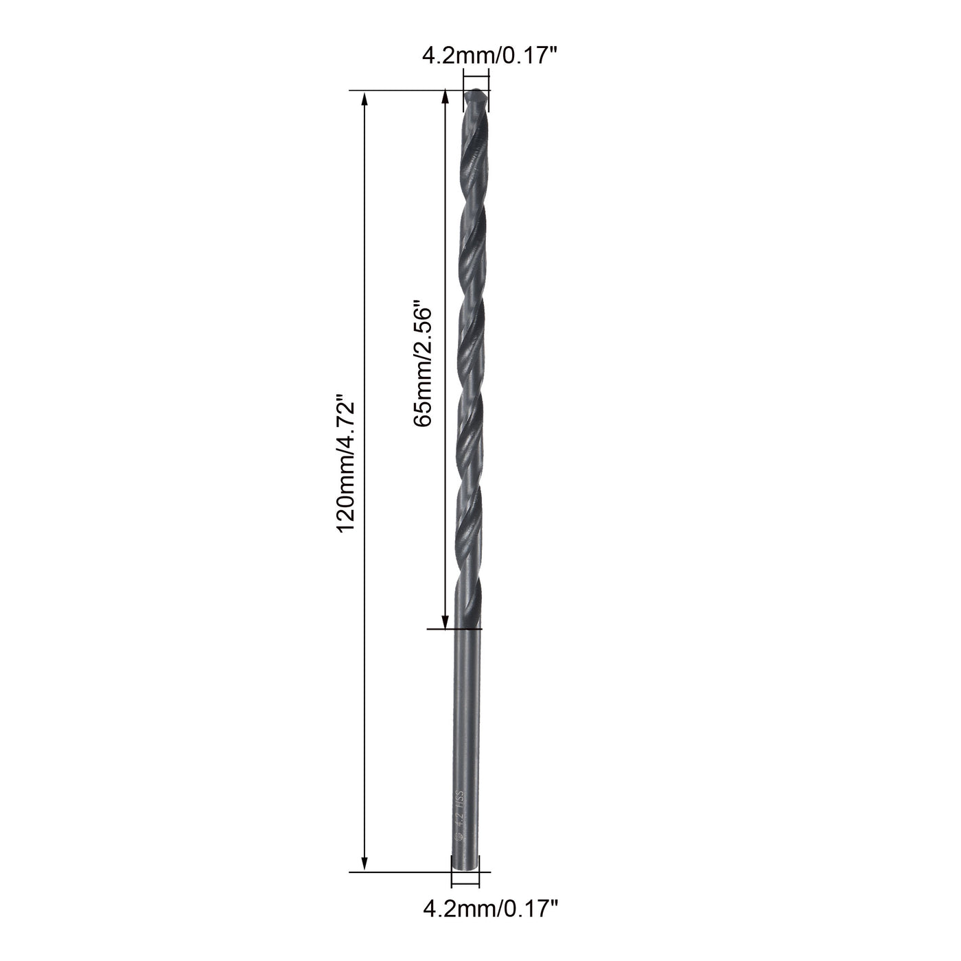 uxcell Uxcell High Speed Steel Lengthen Twist Drill Bit 4.2mm Fully Ground Black Oxide 2Pcs