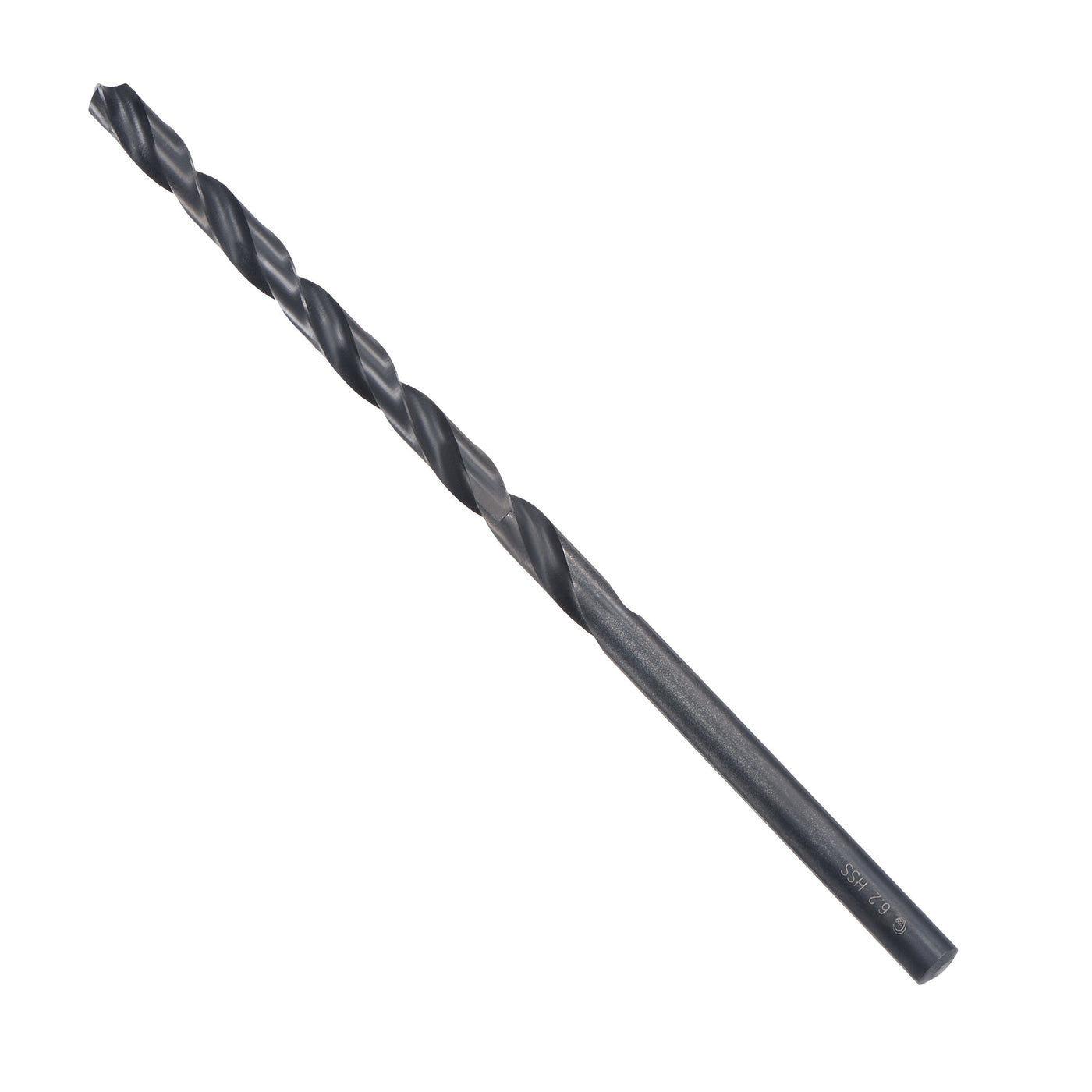 uxcell Uxcell High Speed Steel Lengthen Twist Drill Bit 6.2mm Fully Ground Black Oxide 2Pcs