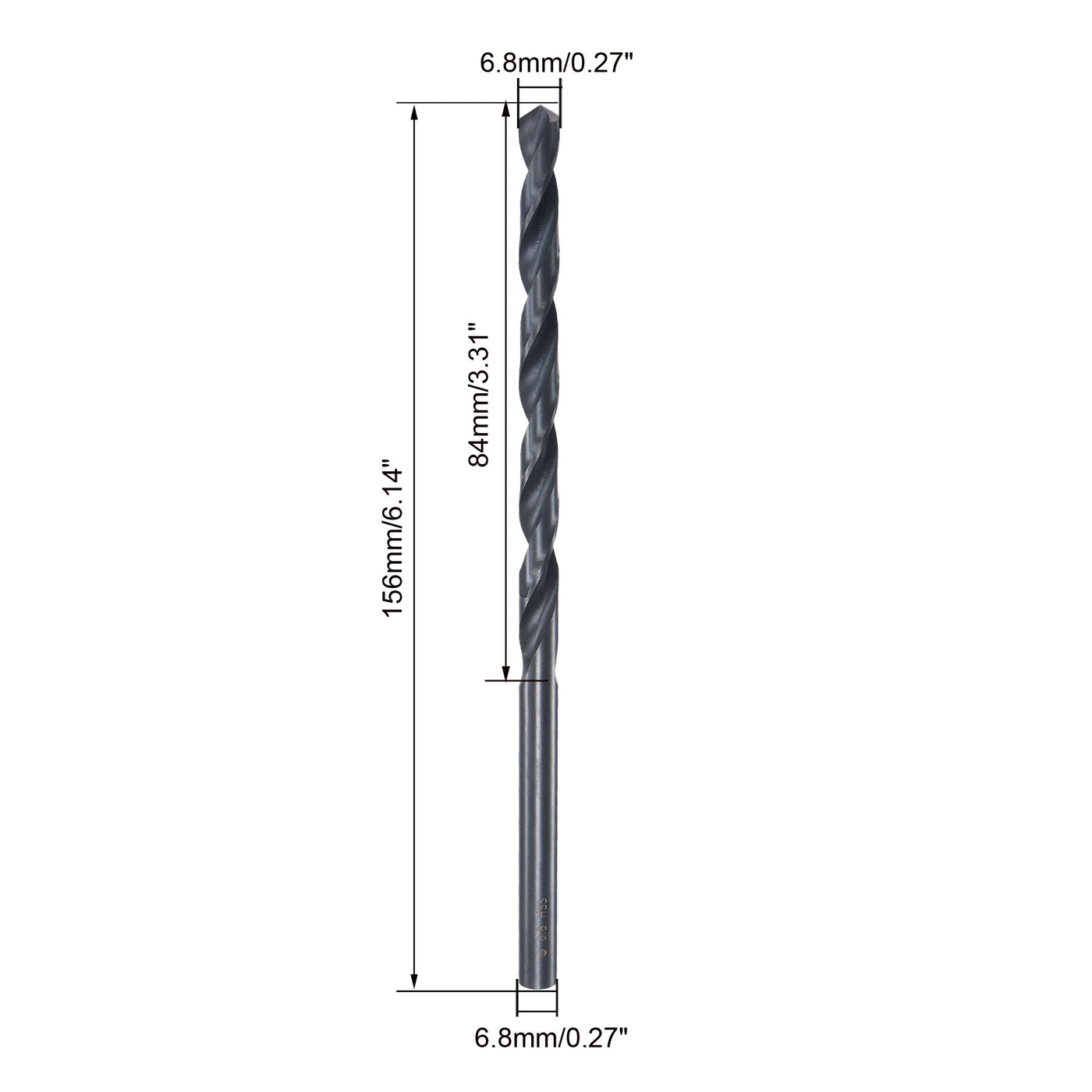 uxcell Uxcell High Speed Steel Lengthen Twist Drill Bit 6.8mm Fully Ground Black Oxide 2Pcs