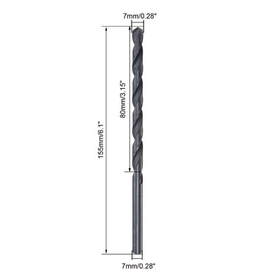 Harfington Uxcell High Speed Steel Lengthen Twist Drill Bit 7mm Fully Ground Black Oxide