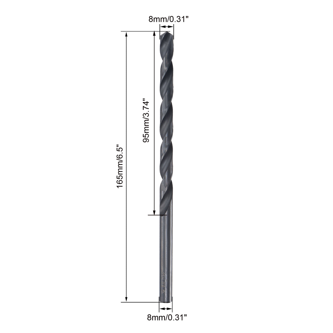 uxcell Uxcell High Speed Steel Lengthen Twist Drill Bit 8mm Fully Ground Black Oxide