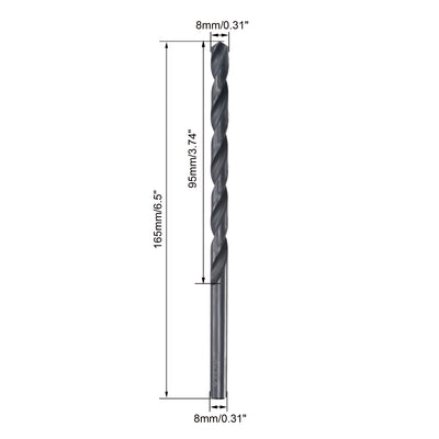 Harfington Uxcell High Speed Steel Lengthen Twist Drill Bit 8mm Fully Ground Black Oxide