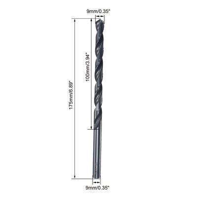 Harfington Uxcell High Speed Steel Lengthen Twist Drill Bit 9mm Fully Ground Black Oxide