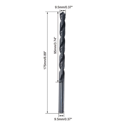 Harfington Uxcell High Speed Steel Lengthen Twist Drill Bit 9.5mm Fully Ground Black Oxide