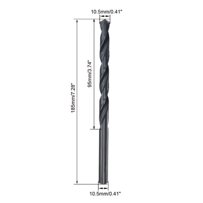 Harfington Uxcell High Speed Steel Lengthen Twist Drill Bit 10.5mm Fully Ground Black Oxide