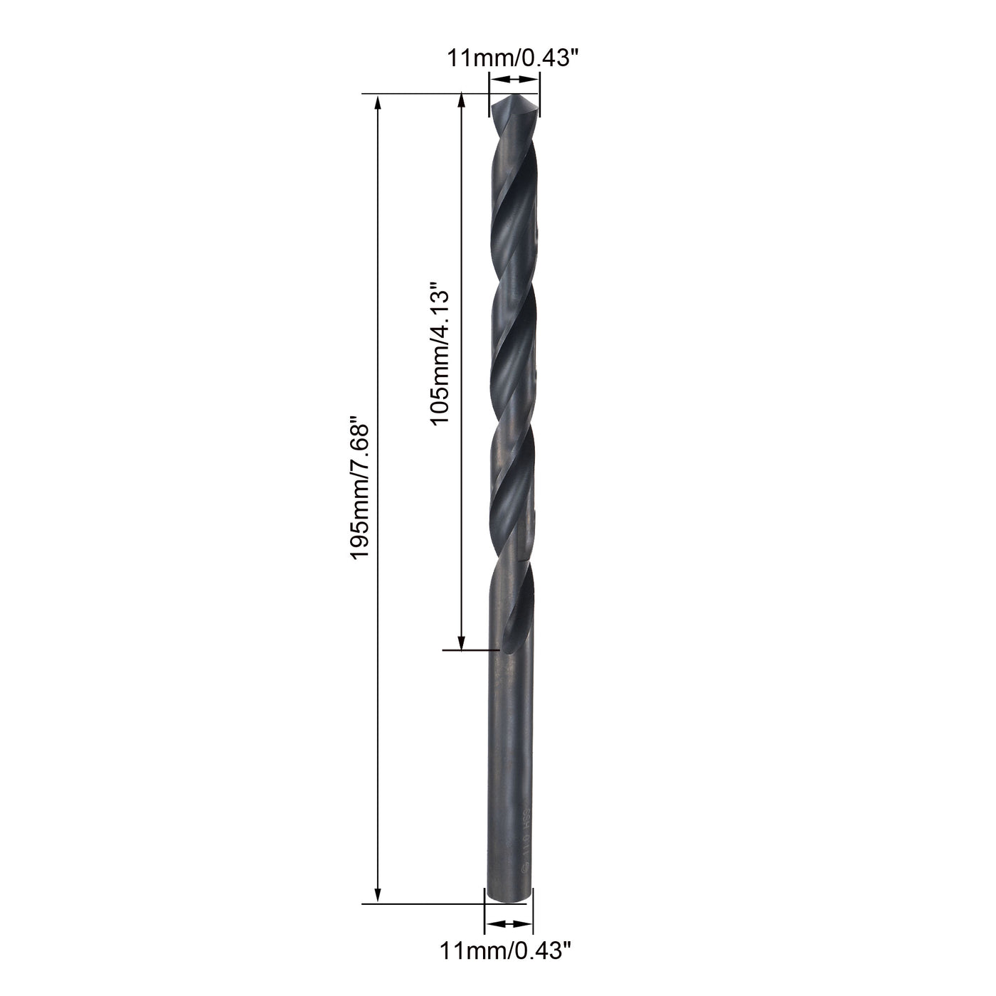 uxcell Uxcell High Speed Steel Lengthen Twist Drill Bit 11mm Fully Ground Black Oxide