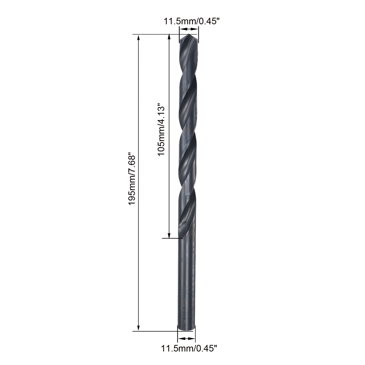 uxcell Uxcell High Speed Steel Lengthen Twist Drill Bit 11.5mm Fully Ground Black Oxide