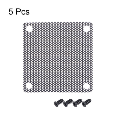 Harfington Uxcell PC Dust Fan Screen with Screws for Cooling Dustproof Case Cover PVC 50mm 5pcs