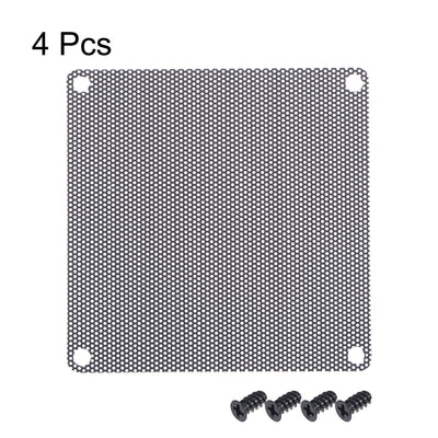 Harfington Uxcell PC Dust Fan Screen with Screws for Cooling Dustproof Case Cover PVC 80mm 4pcs