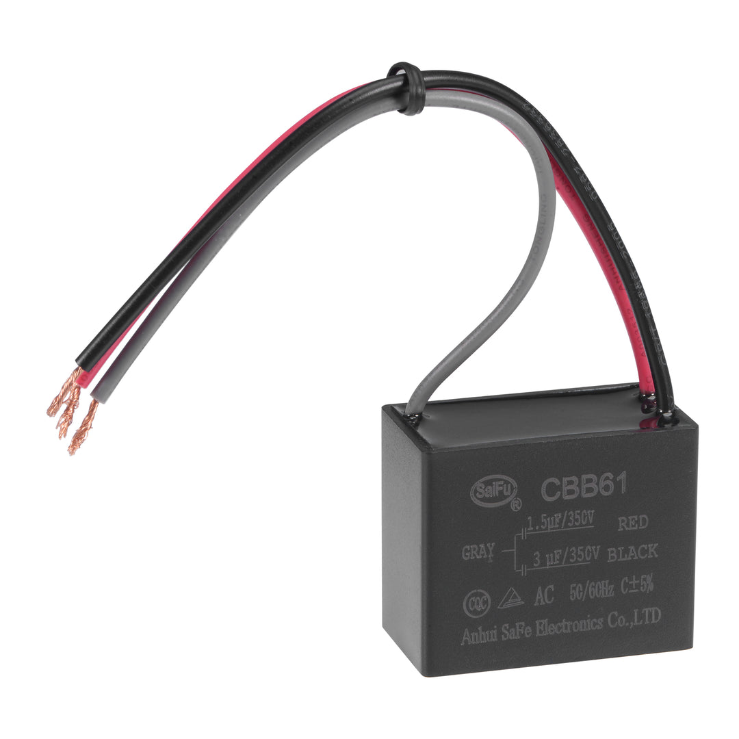 Uxcell Ceiling Fan Capacitor CBB61 1.5/3uF 350V AC 3 Wires