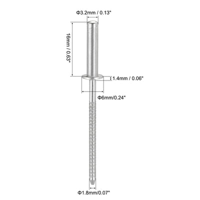 Harfington Uxcell Blind Rivets 304 Stainless Steel 3.2mm Diameter 16mm Grip Length 25pcs