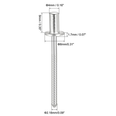 Harfington Uxcell Blind Rivets 304 Stainless Steel 4mm Diameter 9mm Grip Length 25pcs