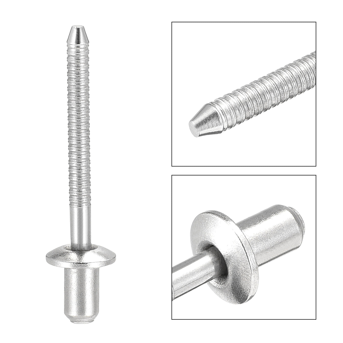 uxcell Uxcell Blind Rivets 304 Stainless Steel 4.8mm Diameter 8mm Grip Length 50pcs