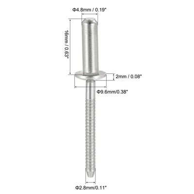 Harfington Uxcell Blind Rivets 304 Stainless Steel 4.8mm Diameter 16mm Grip Length 25pcs