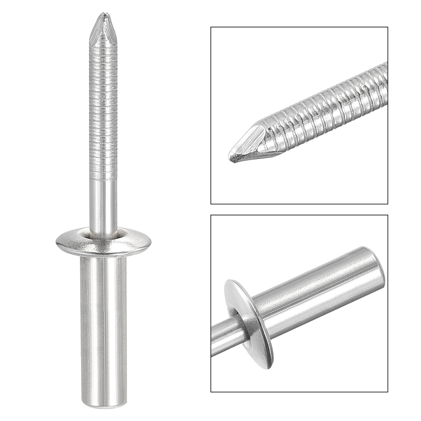 uxcell Uxcell Blind Rivets 304 Stainless Steel 6.4mm Diameter 20mm Grip Length 25pcs