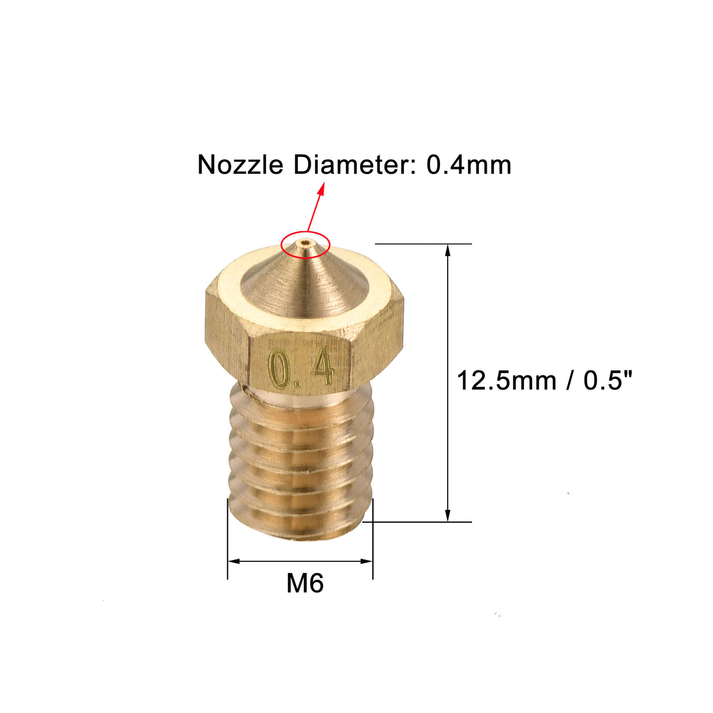 uxcell Uxcell 0.4mm 3D Printer Nozzle, 14pcs M6 Thread for V5 V6 3mm Extruder Print, Brass