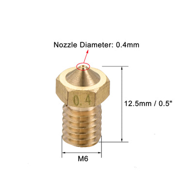 Harfington Uxcell 0.4mm 3D Printer Nozzle, 14pcs M6 Thread for V5 V6 3mm Extruder Print, Brass