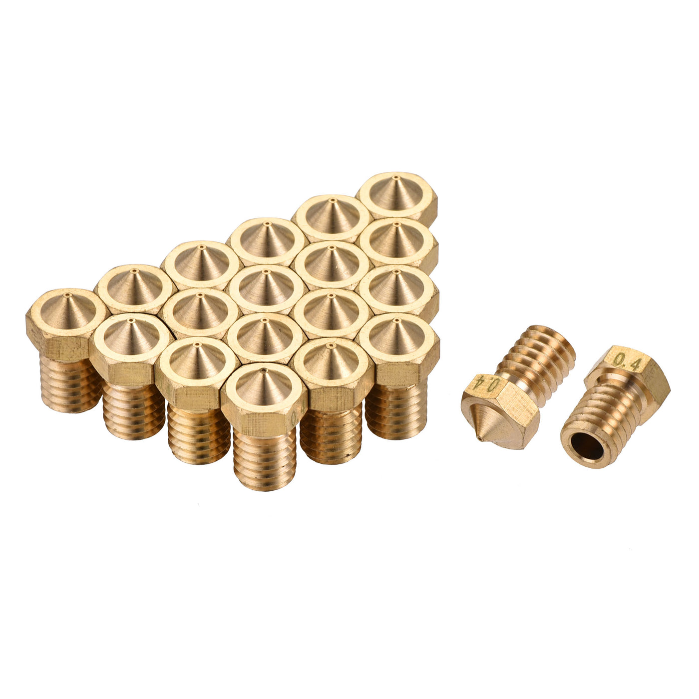 uxcell Uxcell 0.4mm 3D Printer Nozzle, 20pcs M6 Thread for V5 V6 3mm Extruder Print, Brass