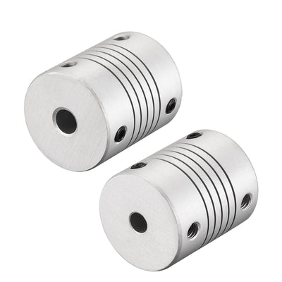 Harfington Uxcell 6mm to 5mm Aluminum Alloy Shaft Coupling Flexible Coupler L30xD25 Silver