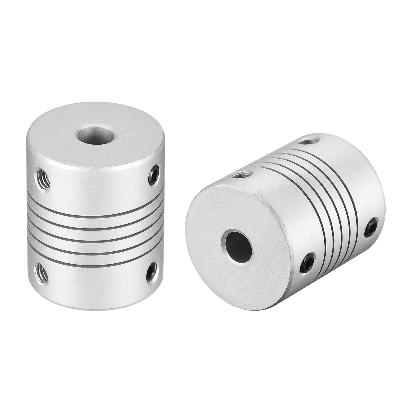 uxcell Uxcell 6.35mm to 6mm Aluminum Alloy Shaft Coupling Flexible Coupler L30xD25 Silver 2Pcs