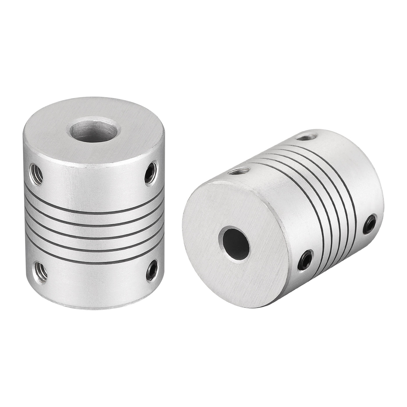 uxcell Uxcell 8mm to 6mm Aluminum Alloy Shaft Coupling Flexible Coupler L30xD25 Silver 2Pcs