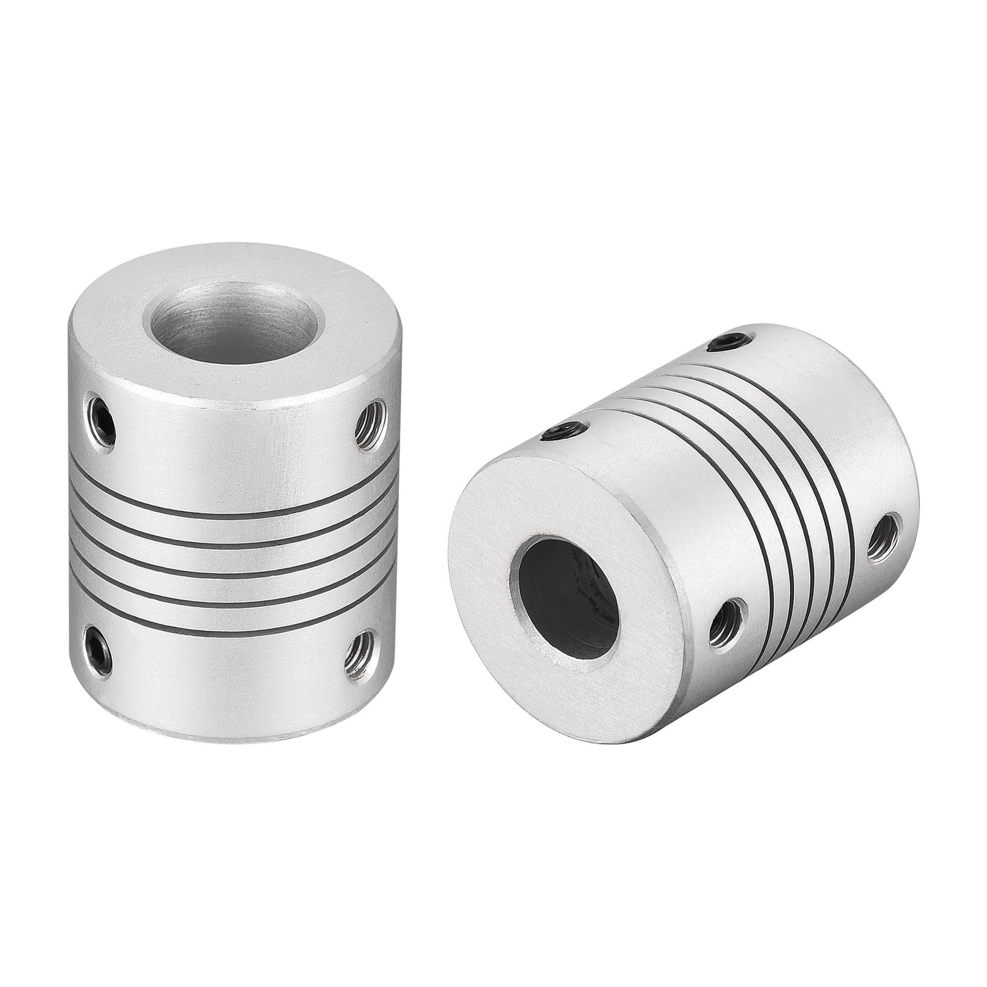 uxcell Uxcell 12mm to 10mm Aluminum Alloy Shaft Coupling Flexible Coupler L30xD25 Silver 2Pcs