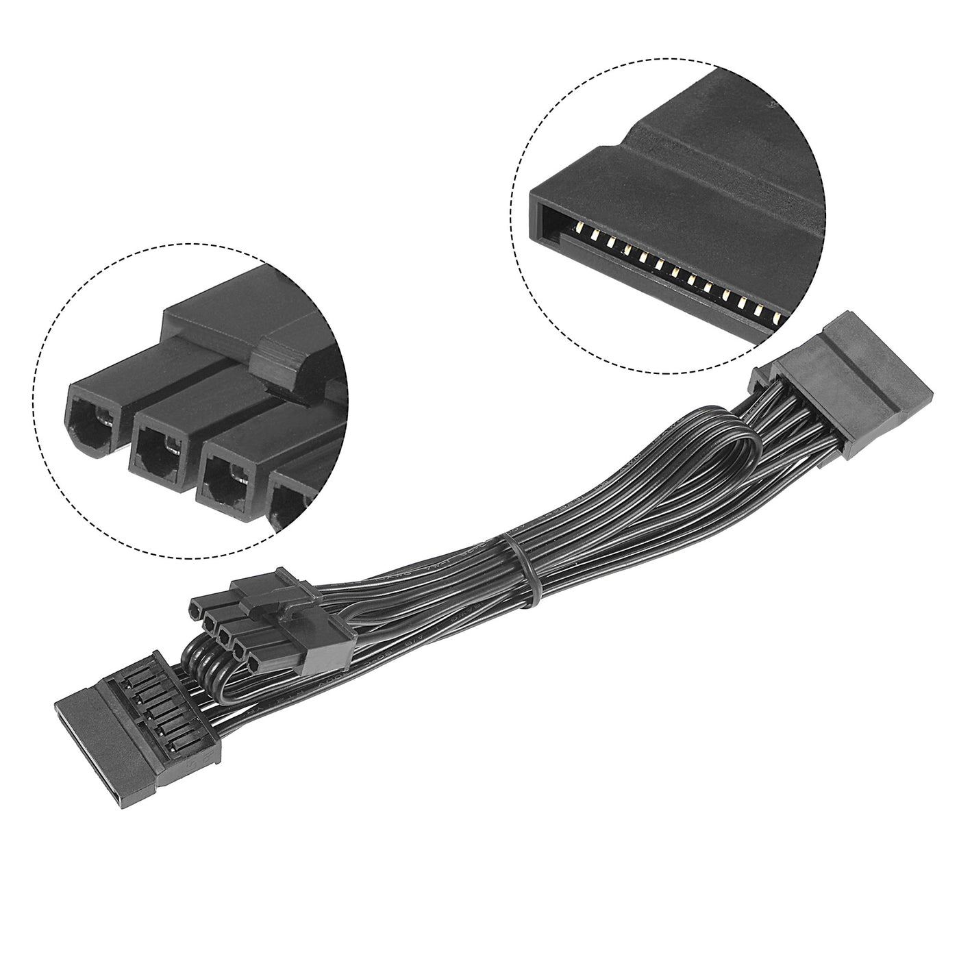 uxcell Uxcell Mainboard Power Cable for Video Card PCIe 5 to 3 Splitter SATA 18 AWG 67cm
