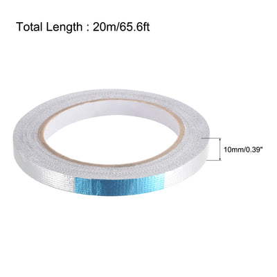 Harfington Uxcell Aluminum Foil Tape High-Temperature Tape for HVAC,Sealing 10mmx20m/65ft