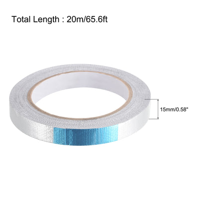 Harfington Uxcell Aluminum Foil Tape High-Temperature Tape for HVAC, Sealing 15mmx20m/65ft 2pcs