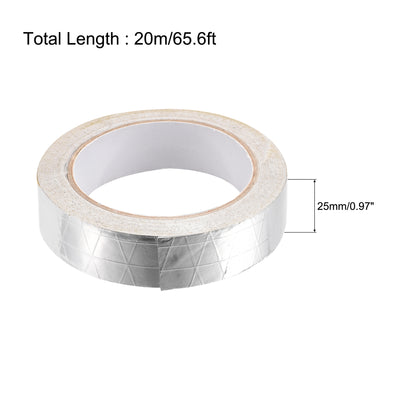 Harfington Uxcell Fiberglass Aluminum Foil Tape High Temperature Tape 25mmx20m/65ft