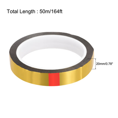Harfington Uxcell Gold Tone Metalized Tape 20mm x 50m/164ft Decor Tape for Graphic Arts