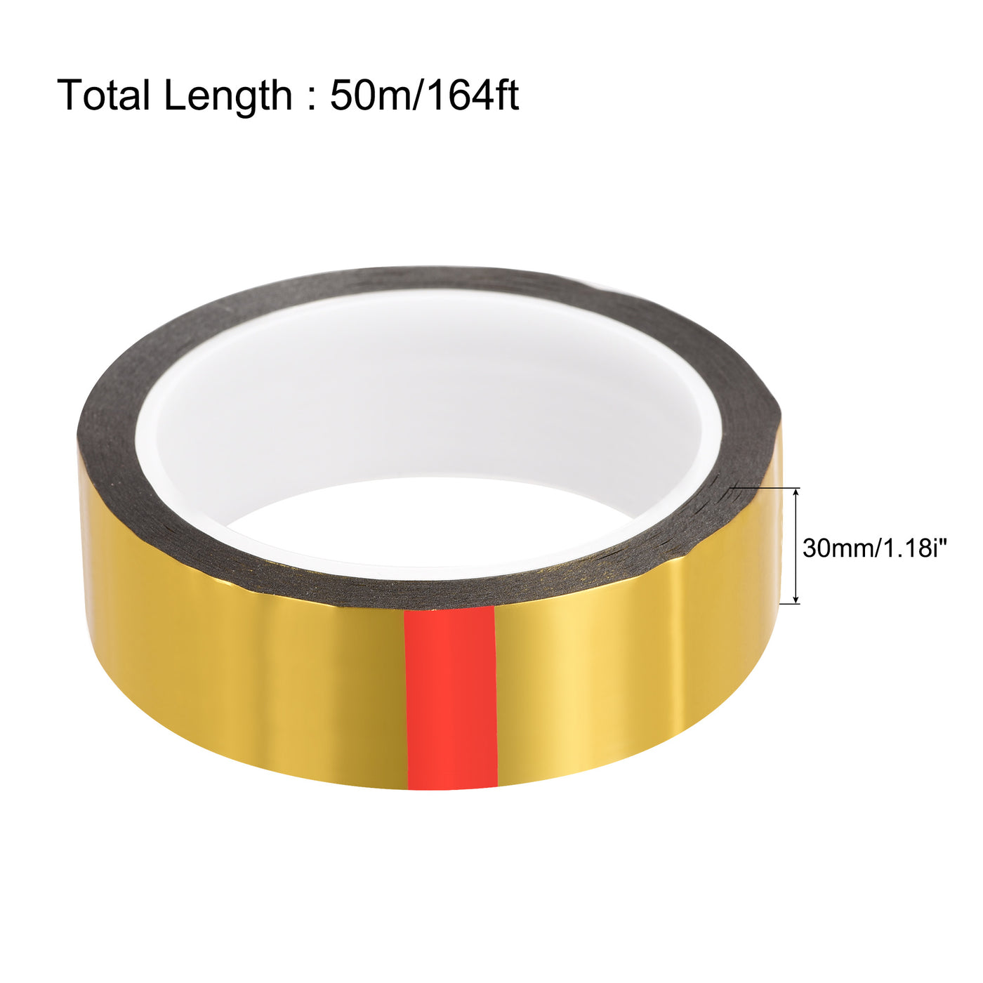 uxcell Uxcell Gold Tone Metalized Tape 30mm x 50m/164ft Decor Tape for Graphic Arts