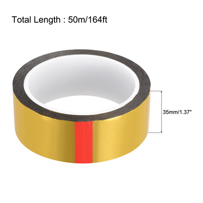 Harfington Uxcell Gold Tone Metalized Tape 35mm x 50m/164ft Decor Tape for Graphic Arts