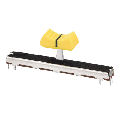 Harfington Uxcell Fader Variable Resistors Mixer 75mm Straight Slide Potentiometer B10K Ohm Yellow Black Knobs
